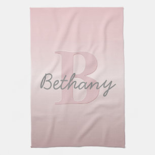 Linge De Cuisine Joli Monogramme rose personnalisable et votre nom