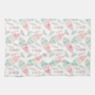 Linge De Cuisine Joli Motif d'aquarelle de poisson marine Pastel 