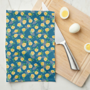 Linge De Cuisine Joli motif de jardin jaune rose