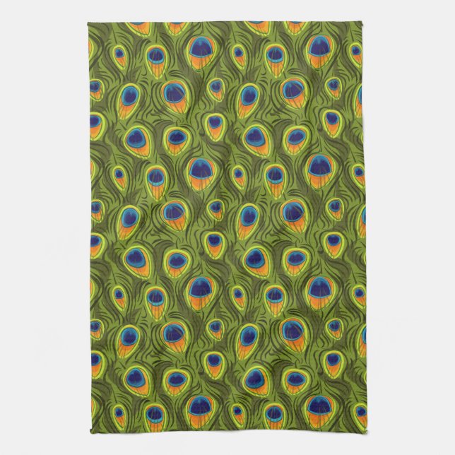Linge De Cuisine Joli motif de plumes de paon (Vertical)