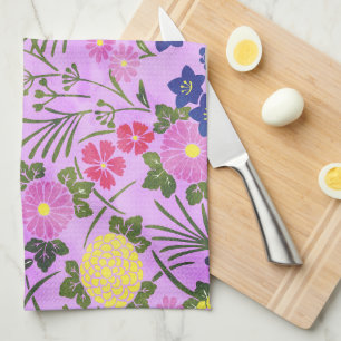 Linge De Cuisine Joli motif floral vintage violet