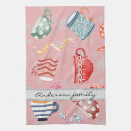 Linge De Cuisine Joli motif monogrammed gardien rouge Noël