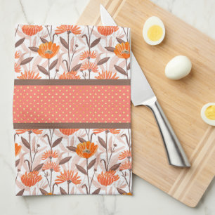 Linge De Cuisine Joli panneau de fleurs de corail et d'orange