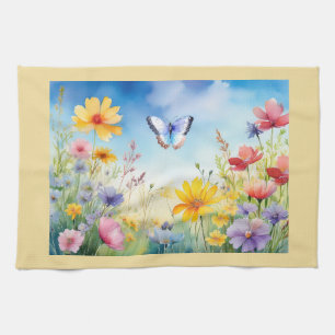Linge De Cuisine Joli papillon d'aquarelle dans le jardin des papil