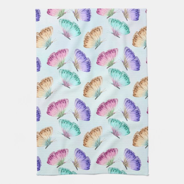 Linge De Cuisine Joli Pastel Motif d'aquarelle papillon (Vertical)