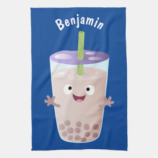 Linge De Cuisine Joli personnage de dessin animé boba thé bulle (Vertical)