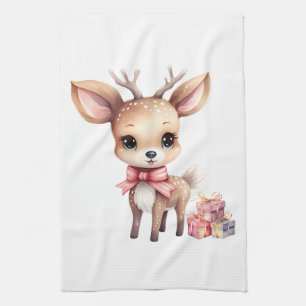 Linge De Cuisine Joli renne de Noël avec cadeaux de vacances