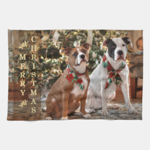 Linge De Cuisine Joli Secourt de Noël Pitbull et America Bull Dog