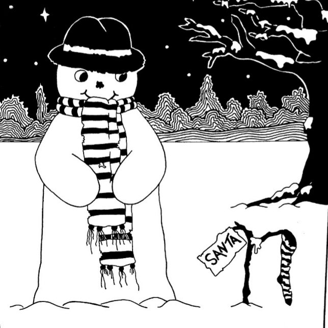 Linge De Cuisine Joli snowman design noir et blanc Noël (Créateur téléchargé)