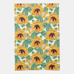 Linge De Cuisine Joli tournesol Jaune et Motif vert