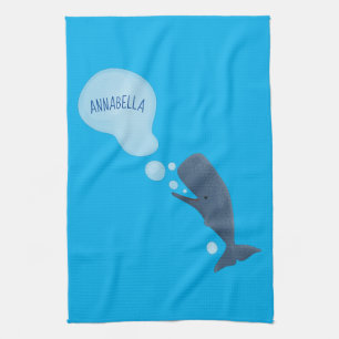 Linge De Cuisine Jolie baleine à sperme soufflant bulles dessin