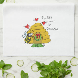 Linge De Cuisine Jolie Bee Christmas Drôle Cartoon de vacances