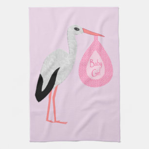 Linge De Cuisine Jolie chatte rose bébé fille Stork