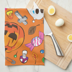 Linge De Cuisine Jolie citrouille Halloween orange et bonbons