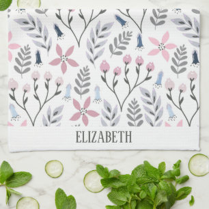 Linge De Cuisine Jolie illustration florale tombant en botanique