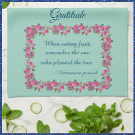 Linge De Cuisine Jolie Roses Vertes et Roses Roses Roses Gratitude