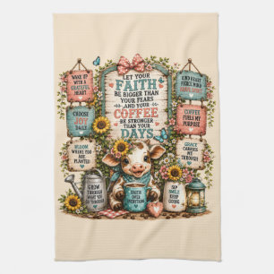 Linge De Cuisine Jolie vache des Highlands avec citations/Christian