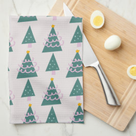 Linge De Cuisine Jolies arbres Doodles rose vert
