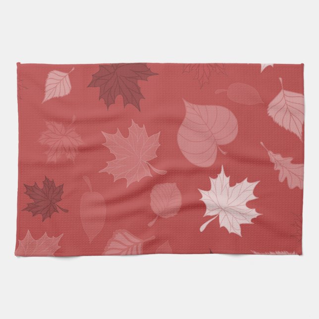 Linge De Cuisine Jolies feuilles rouges d'automne (Horizontal)