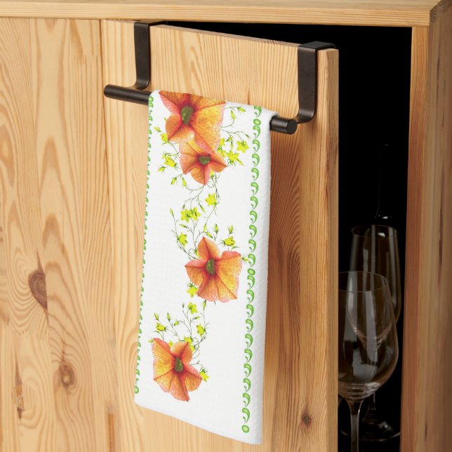 Linge De Cuisine Jolies fleurs d'abricot (Pliage en tiers)