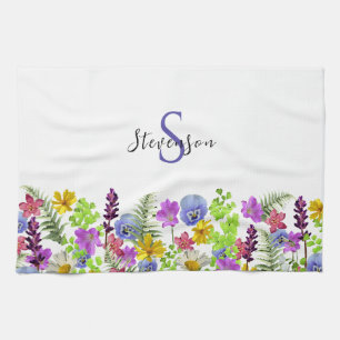 Linge De Cuisine Jolies Fleurs Sauvages Nom Personnalisé et Monogra