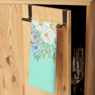 Linge De Cuisine Jolies marguerites de printemps avec papillons ble