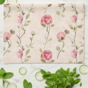 Linge De Cuisine Jolies Roses Crème Roses Florales Roses