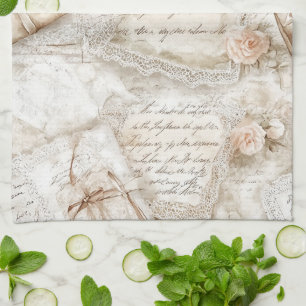 Linge De Cuisine Jolies Roses Romantiques Ivoire Blush Lettres d'Am