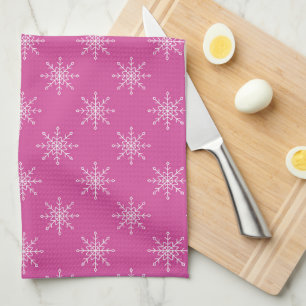 LINGE DE CUISINE JOLIMENT ROSE AVEC DES LIGNES DE LAMES DE NEIGE BL