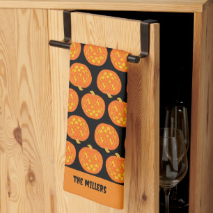 Linge De Cuisine Jolly Jack-o'-lantern Motif mou Black Halloween
