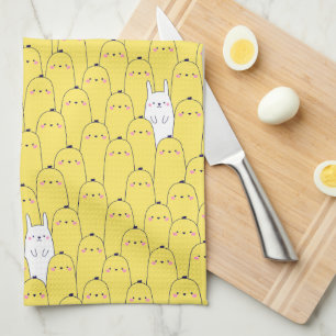 Linge De Cuisine Jote Jaune Poussins de Pâques OEufs Motif