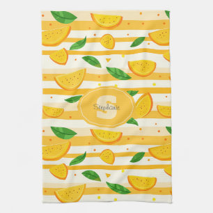 Linge De Cuisine Jouer Motif de tranche orange avec Feuilles verts
