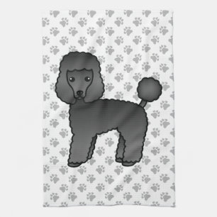 Linge De Cuisine Jouet noir Poodle mignon chien de dessin