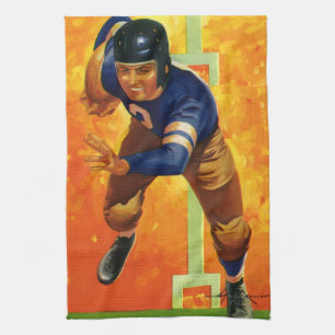 Linge De Cuisine Joueur de football sportif vintage Quarterback Run