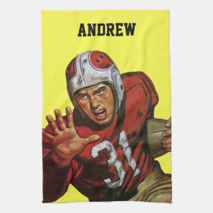 Linge De Cuisine Joueur de football sportif vintage tournant en arr