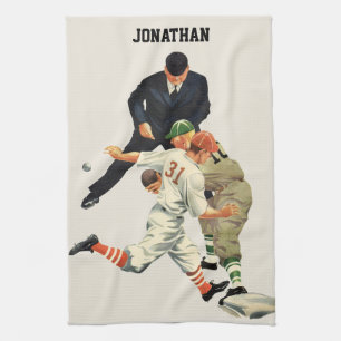 Linge De Cuisine Joueurs vintages de baseball de sport en sécurité 