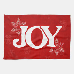Linge De Cuisine JOY Elegant Red Snowflake Motif Noël