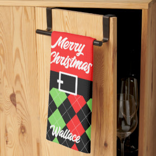 Linge De Cuisine Joyeuse ceinture de Noël et Jacquard rouge