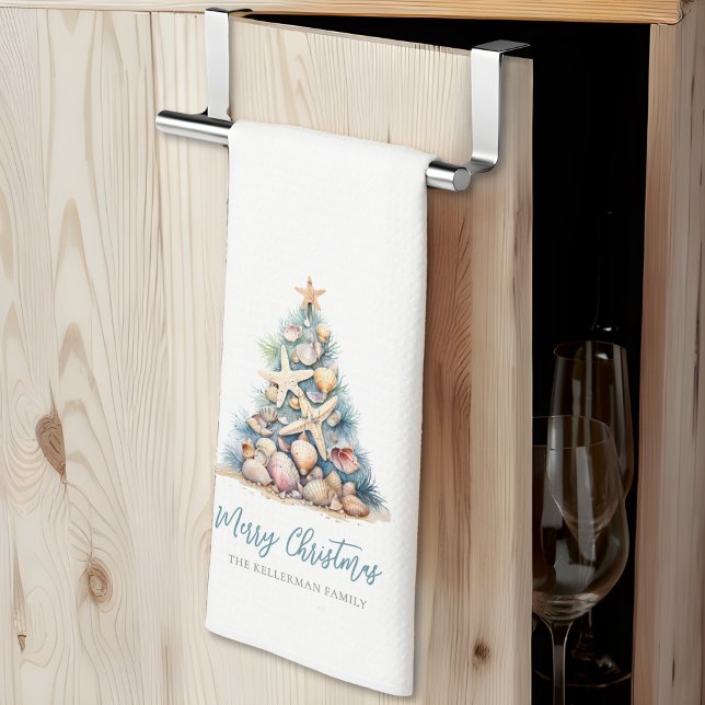Linge De Cuisine Joyeuse plage d'arbre de Noël (Merry Christmas Tree Beach kitchen towel )