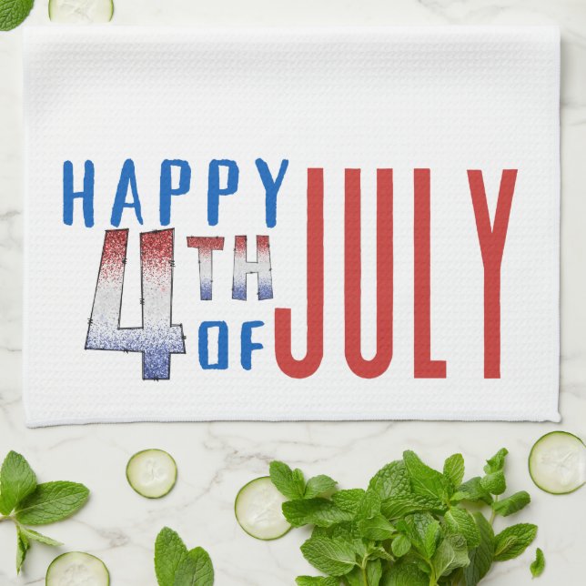 Linge De Cuisine Joyeux 4 juillet Shimmer Word Art (Plié)