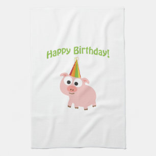Linge De Cuisine Joyeux anniversaire ! Cochon mignon