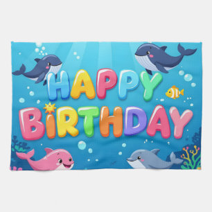 Linge De Cuisine Joyeux anniversaire dauphin nautique mignon