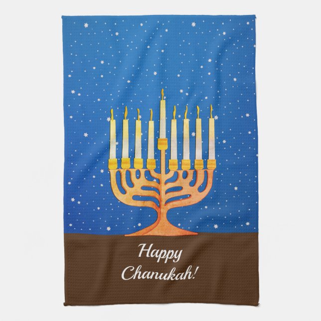 Linge De Cuisine Joyeux Chanoukah ! Menorah (Vertical)