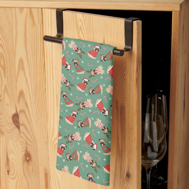 Linge De Cuisine Joyeux Chiens de Carlin Woofmas (Pliage en tiers)