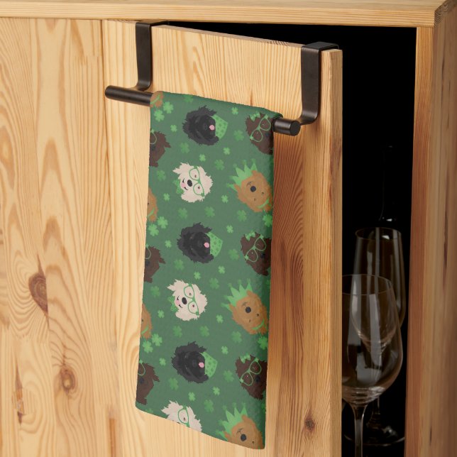 Linge De Cuisine Joyeux Chiens Goldendoodle Jour de la Saint Patric (Pliage en tiers)