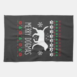 Linge De Cuisine Joyeux Dogmas Noël Chien Vecteur