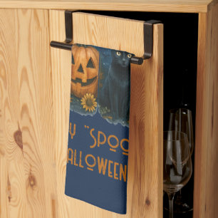 Linge De Cuisine Joyeux "Éffrayant" Halloween Citrouille Fantôme Ch