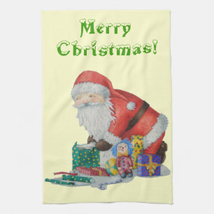 Linge De Cuisine joyeux emballage père Noël pour Noël