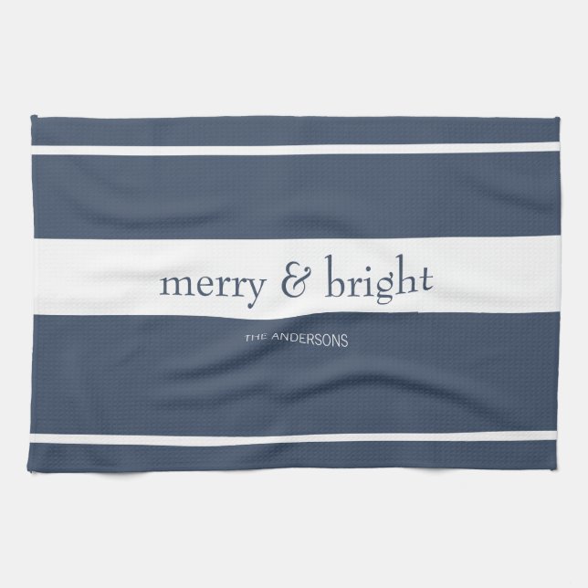 Linge De Cuisine Joyeux et brillant Noël de la Marine (Horizontal)