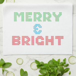 Linge De Cuisine Joyeux Et Brillante Typographie Noël